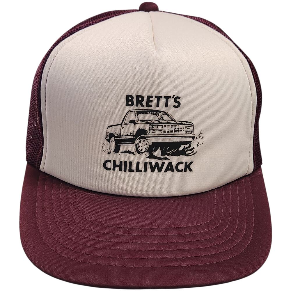 Chevy Bretts Chilliwack Maroon Youngan Snapback Trucker Hat Cap Retro‎